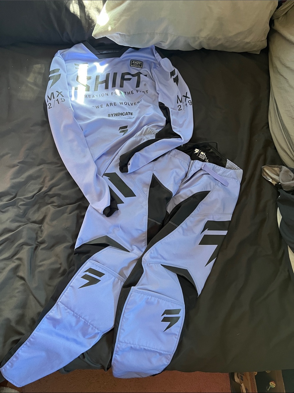 SHIFT Lavender and Black Women's Motocross Jersey & Pants Set